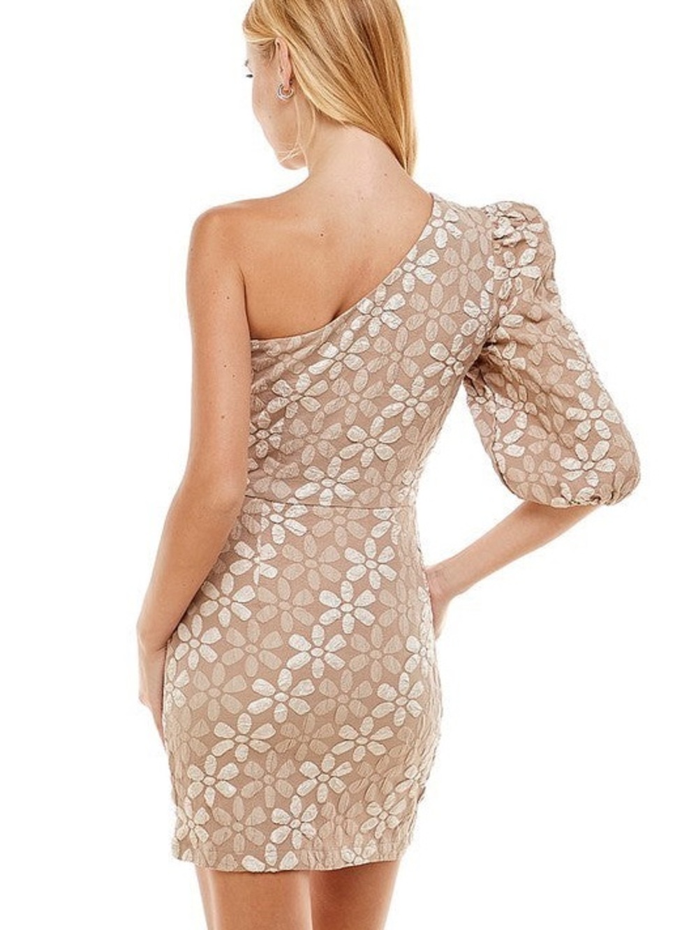 Charisma One-Shoulder Floral Textured Mini Dress